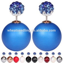 2015 colorful double ball pearl earrings wedding